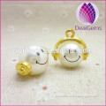 Charming Funny Emoji bead gold color imitation arylic pearl pendant for bracelet
